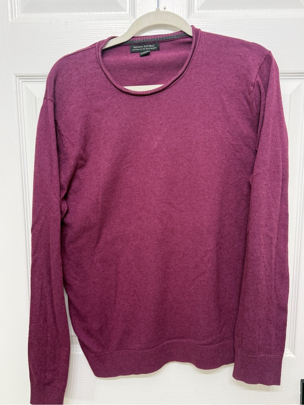 Banana Republic Pima Cotton Cashmere Sweater Large Purple Crewneck